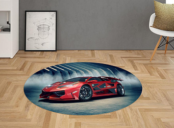 3D Ковер «Футуристичный красный автомобиль»