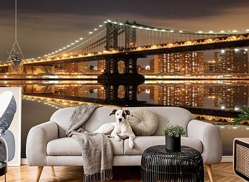 3D Фотообои  «Бруклинский мост: отражение в реке Гудзон»