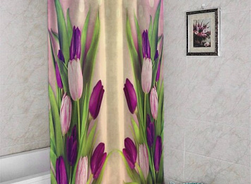 3D штора в ванную «Букет вдохновения»
