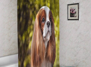 3D штора в ванную комнату «Длинноухая собачка»