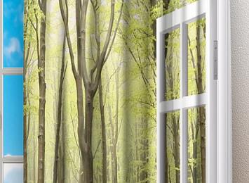Фотошторы «Окно с видом на зеленый лес»