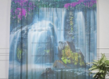3D Тюль на окна "Горный водопад"