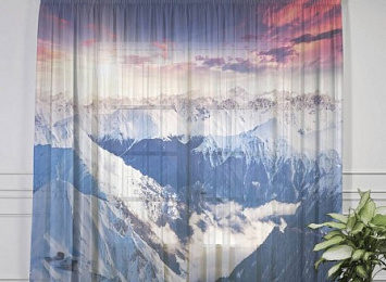 3D Тюль на окна "Рассвет в горах"
