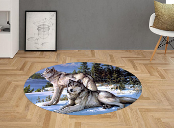 3D Ковер «Волки на снежной опушке»