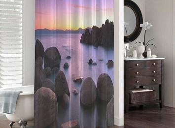 3D штора для ванны «Камни на закате»
