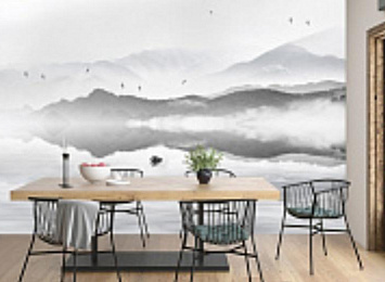 3D Фотообои «Одинокая лодка в тумане»