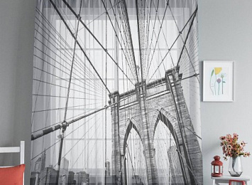 Оконный 3D тюль "Мост Нью-Йорка"