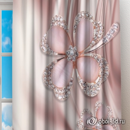 картинка Фотошторы "Клевер с бриллиантами в нежно-розовых тонах" | интернет-магазин фотообоев ARTDECO