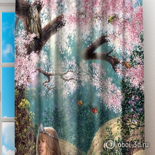 картинка Фотошторы «Принцесса в цветущем саду» | интернет-магазин фотообоев ARTDECO