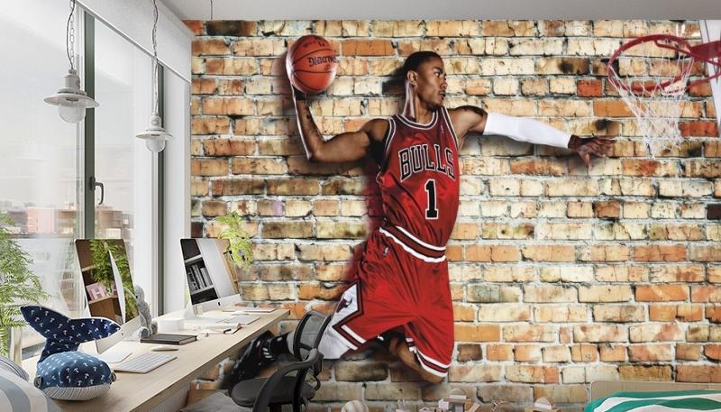 картинка 3D Фотообои «Баскетболист в прыжке» | интернет-магазин фотообоев ARTDECO