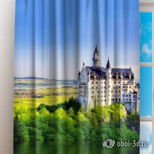 картинка Фотошторы «Балкон с видом на замок» | интернет-магазин фотообоев ARTDECO