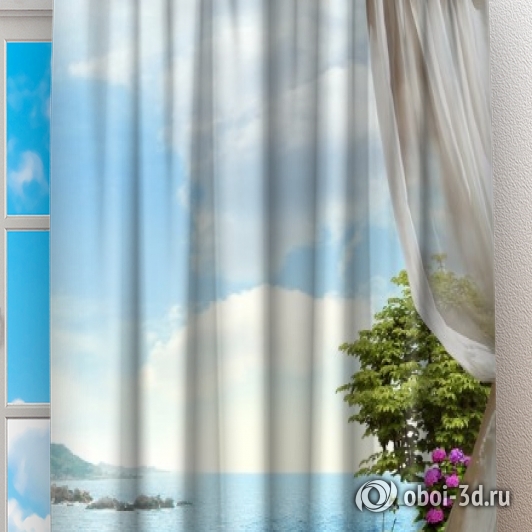 картинка Фотошторы «Балкон на скалистом берегу океана» | интернет-магазин фотообоев ARTDECO