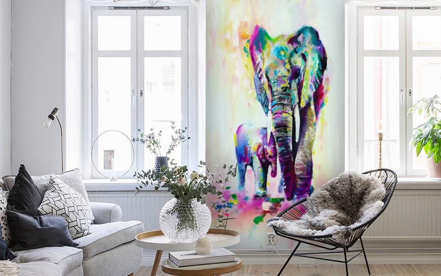 картинка 3D Фотообои «Семья слонов» | интернет-магазин фотообоев ARTDECO