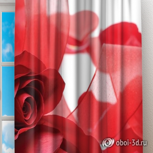 картинка Фотошторы «Композиция с алыми розами» | интернет-магазин фотообоев ARTDECO