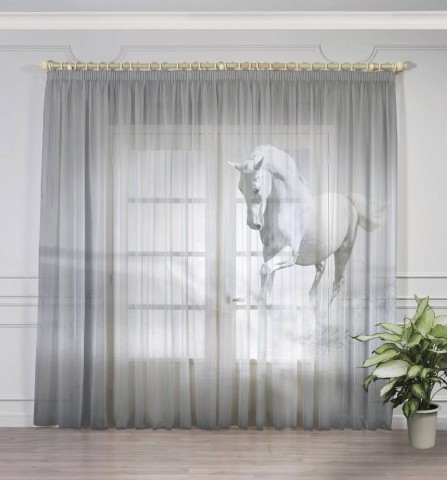 картинка 3D Тюль на окна "Белый конь бегущий по воде" | интернет-магазин фотообоев ARTDECO