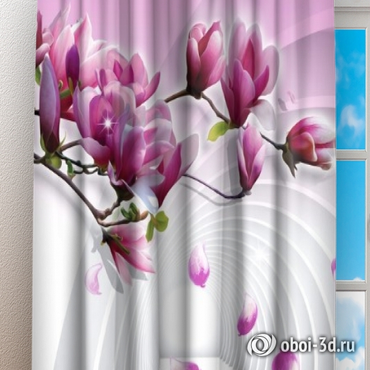 картинка Фотошторы «Объемные колонны с цветами» | интернет-магазин фотообоев ARTDECO