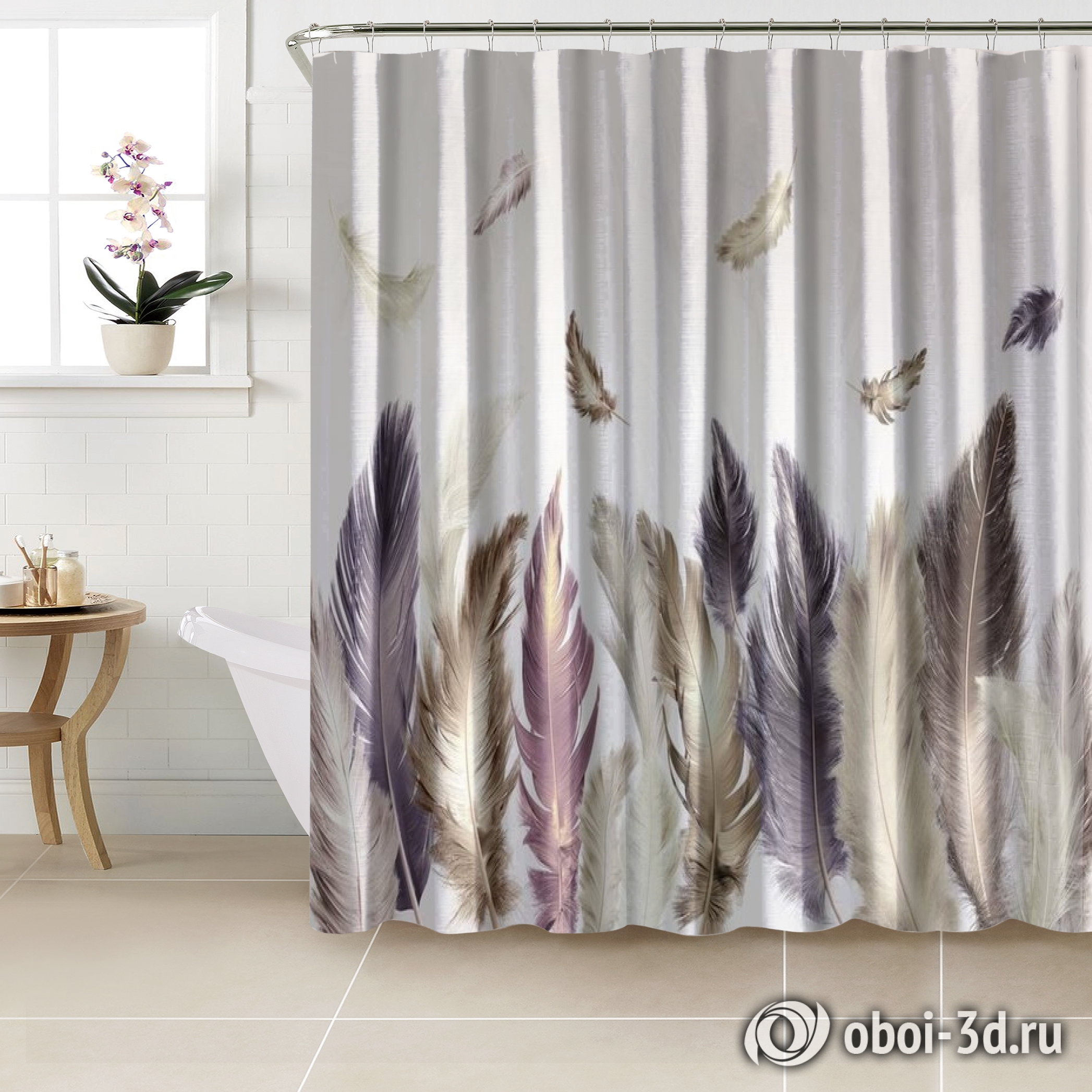 картинка Шторы для ванной «Изгородь из перьев» | интернет-магазин фотообоев ARTDECO
