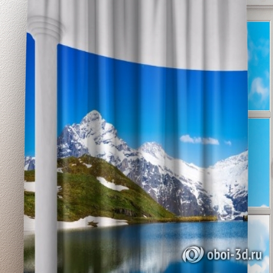 картинка Фотошторы «Балкон с видом на горы» | интернет-магазин фотообоев ARTDECO