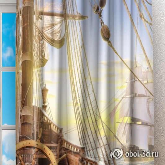 картинка Фотошторы «Штурвал пиратского корабля» | интернет-магазин фотообоев ARTDECO