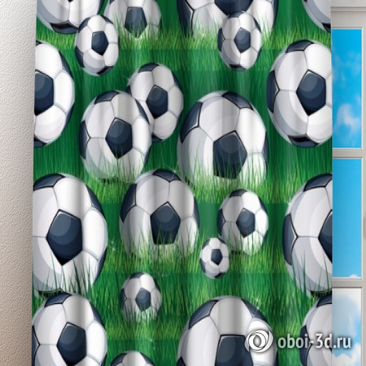 картинка Фотошторы «Мячи на траве» | интернет-магазин фотообоев ARTDECO