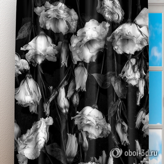 картинка Фотошторы «Цветы на темной ткани» | интернет-магазин фотообоев ARTDECO