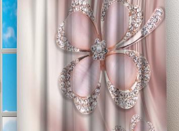 Фотошторы "Клевер с бриллиантами в нежно-розовых тонах"